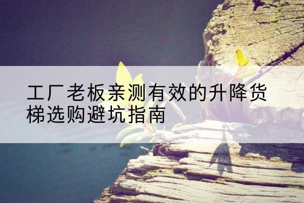 荔湾升降货梯怎么选-工厂老板亲测有效的升降货梯选购避坑指南